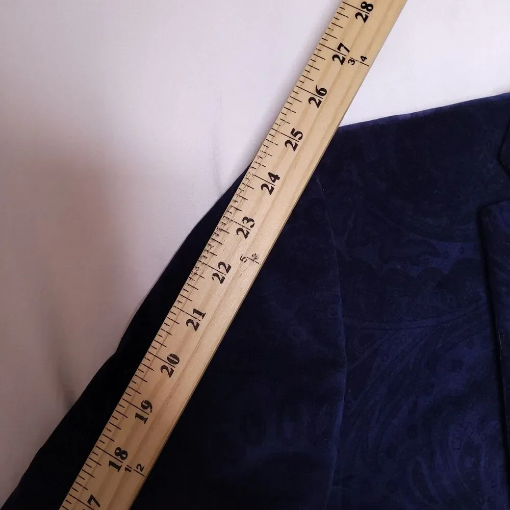 Bar III Blazer Mens 40S Blue Velvet Paisley 2 Button Slim Fit